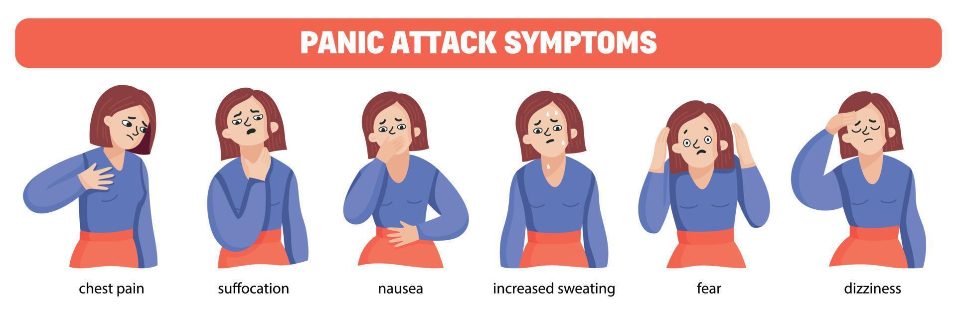 Panic Attack Symptoms Set vector