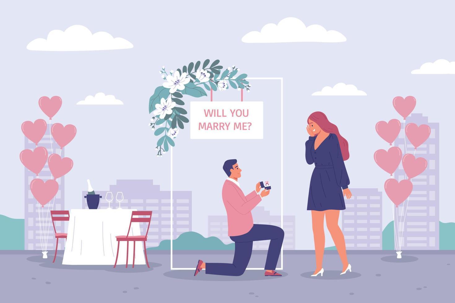 Romantic Marriage Proposal Composition vector