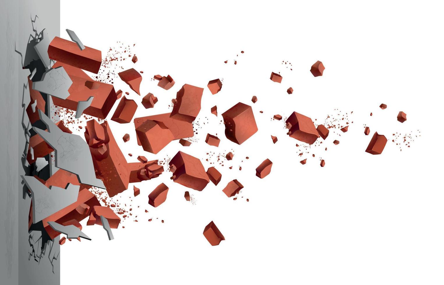 Realistic Brick Wall Crash vector