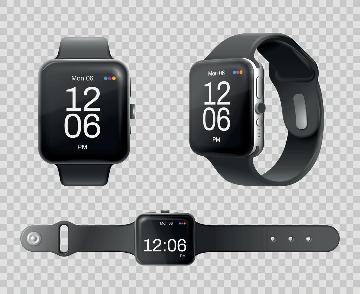 Smart Wrist Watch Transparent Set vector