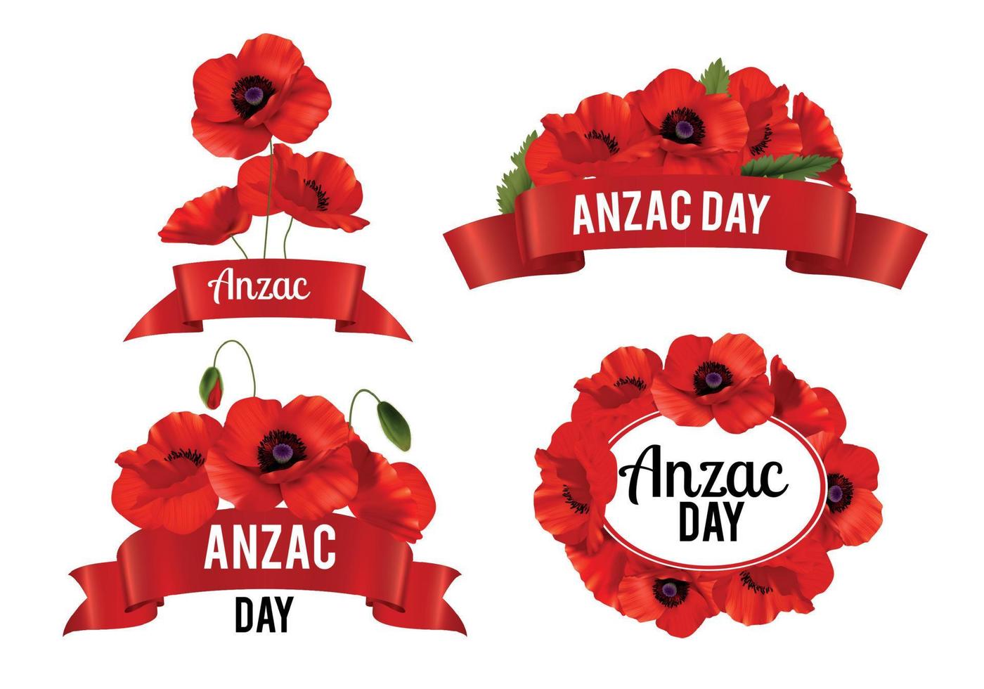 Remembrance Day Realistic Emblems vector