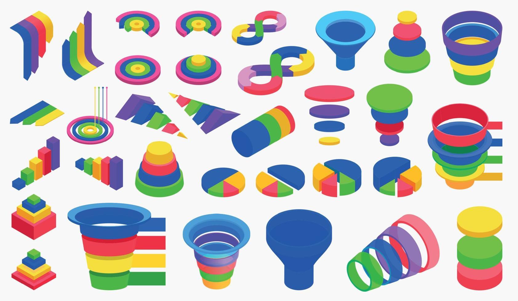 Funnel Infographic Elements Set vector