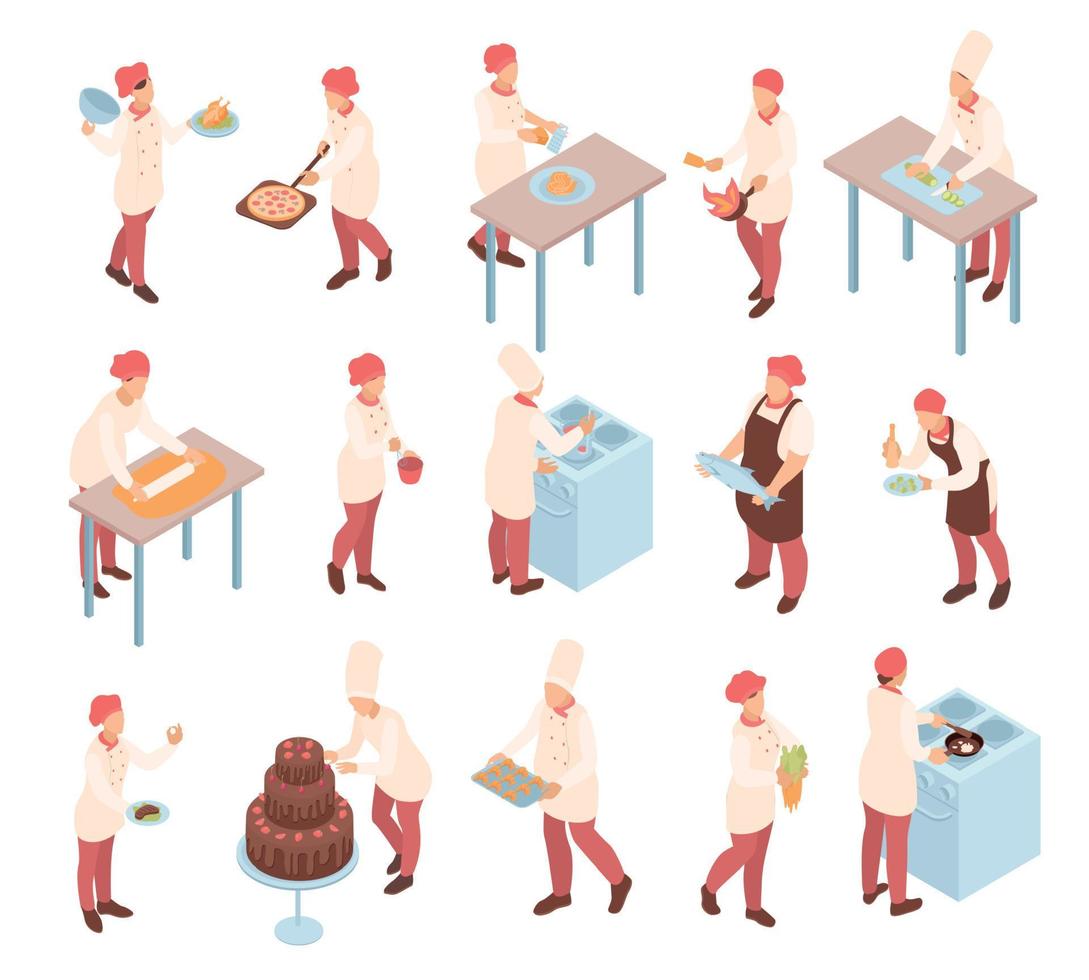 Cooking Isometric Set vector