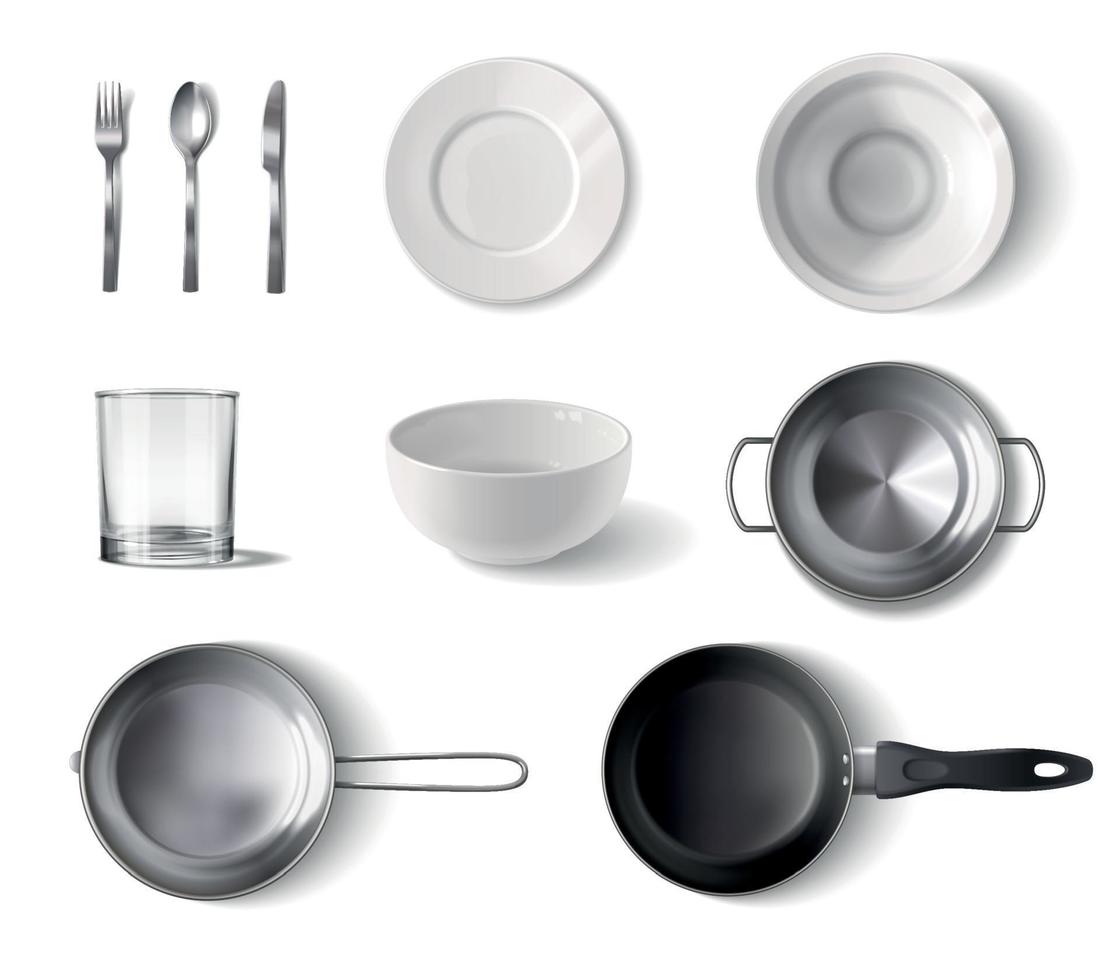 Dishware Realistic Set vector