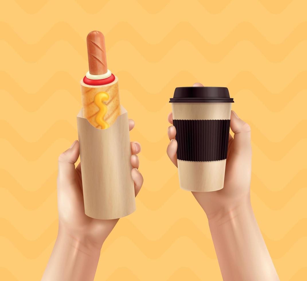 Takeaway Lunch Hotdog Composition vector