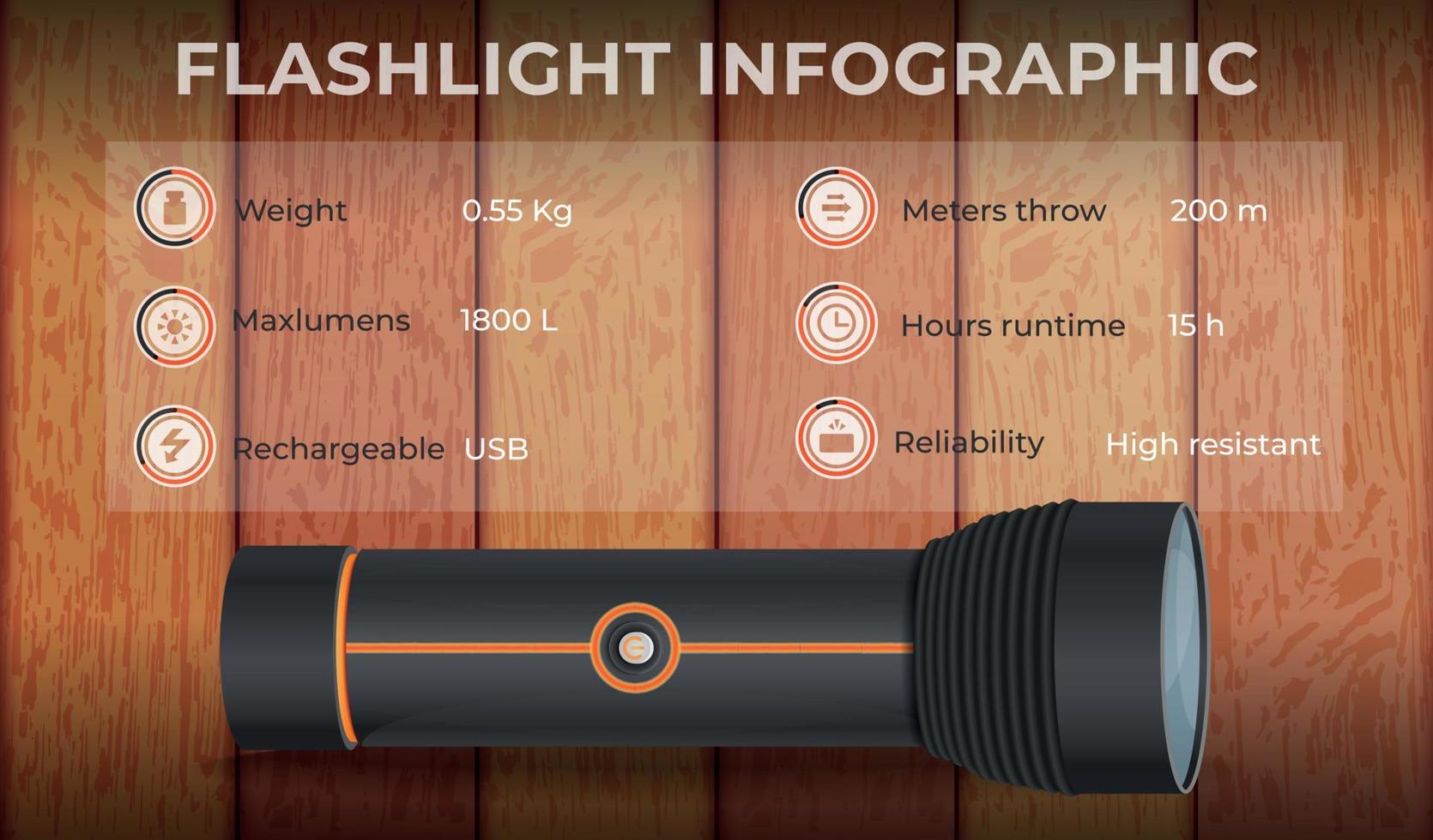 Flashlight Realistic Infographics vector