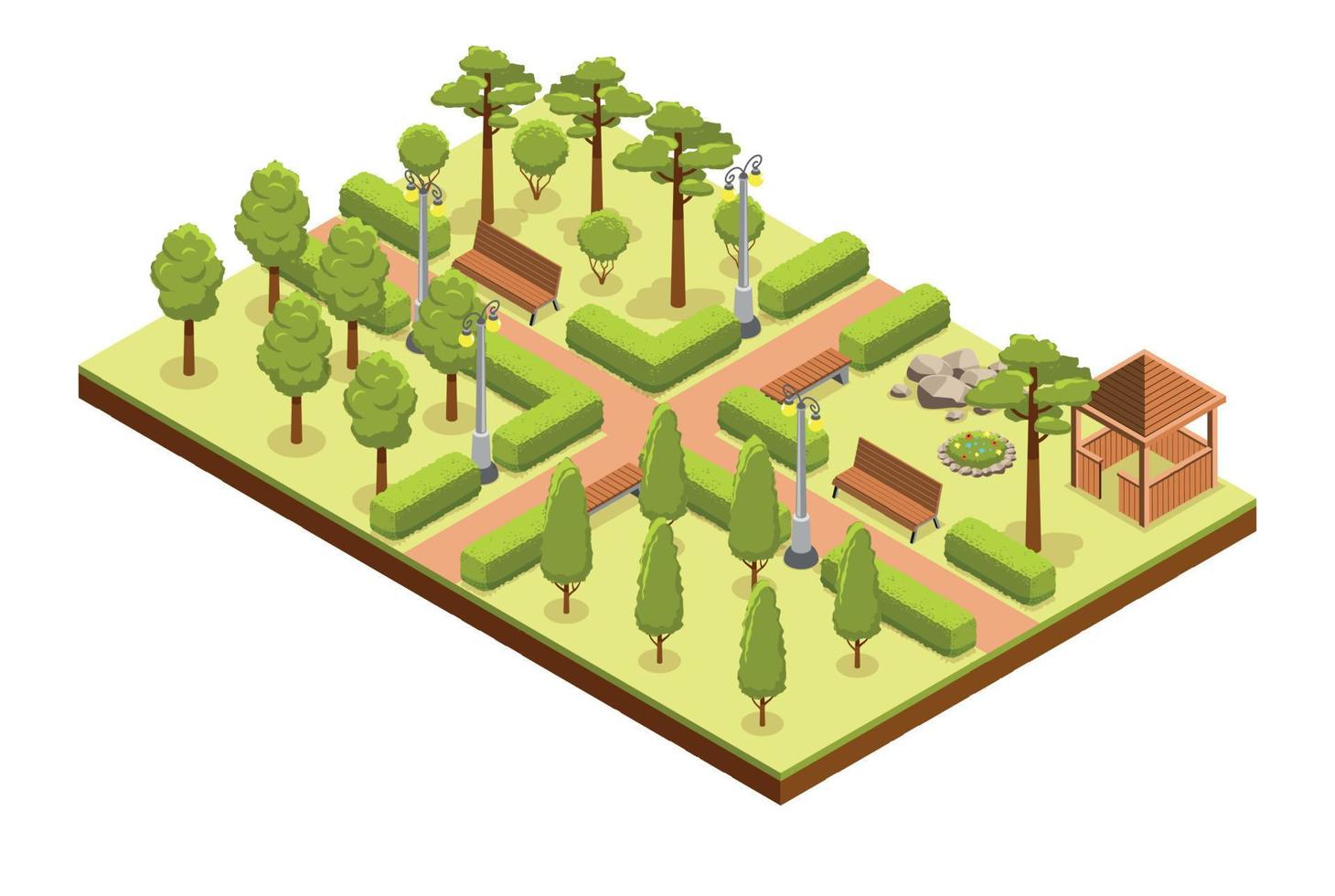 Isometric Park Lanes Composition vector