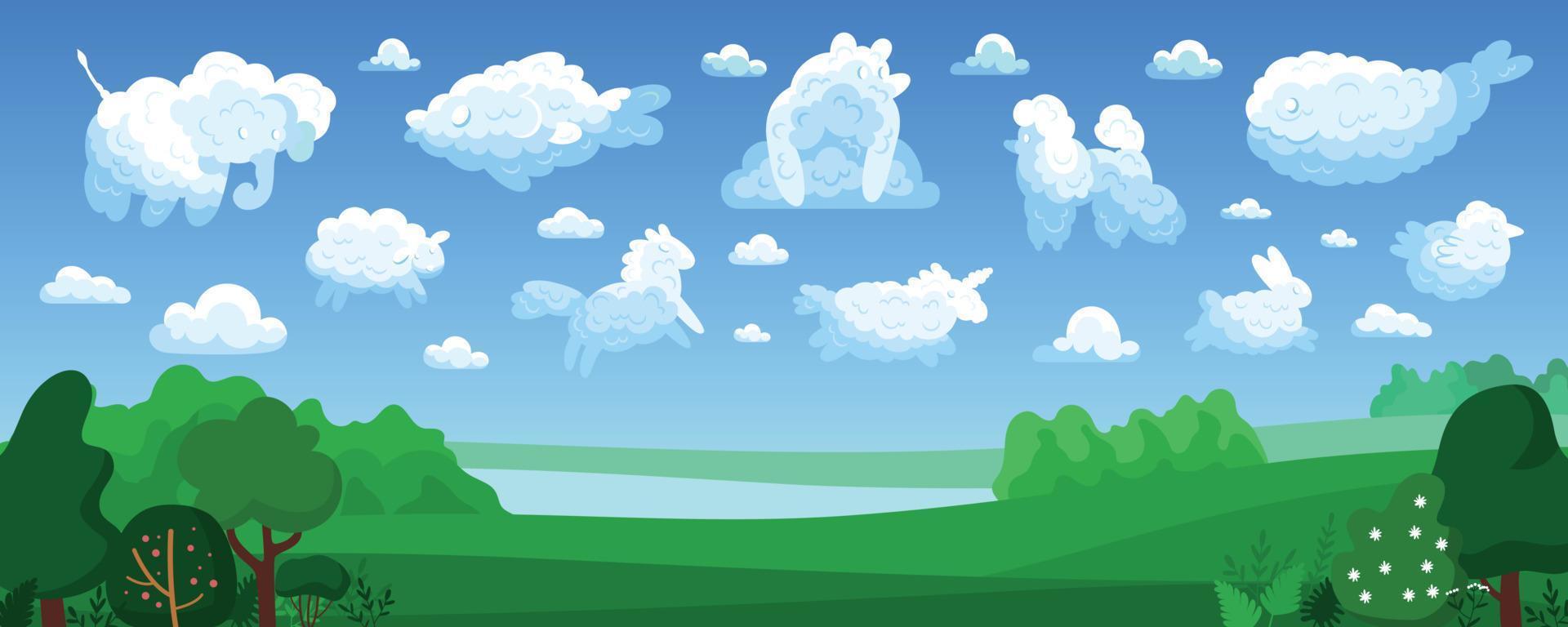 Animal Clouds Colored Composition vector
