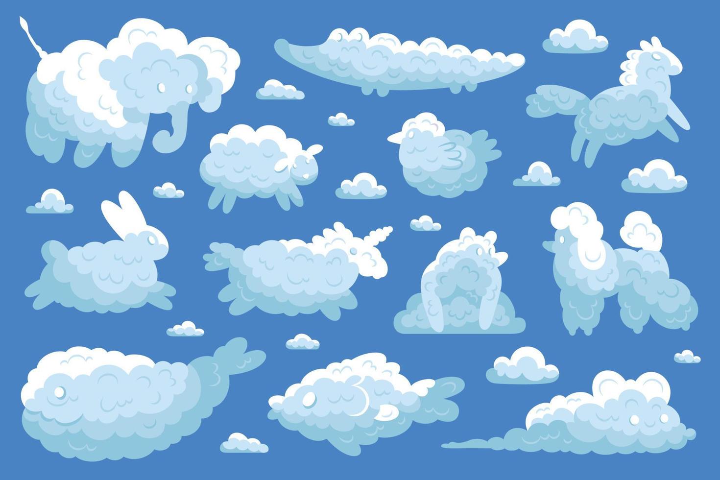 conjunto de iconos de nubes animales vector