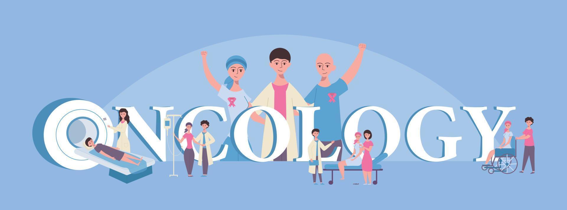 Oncology Flat Text Composition vector