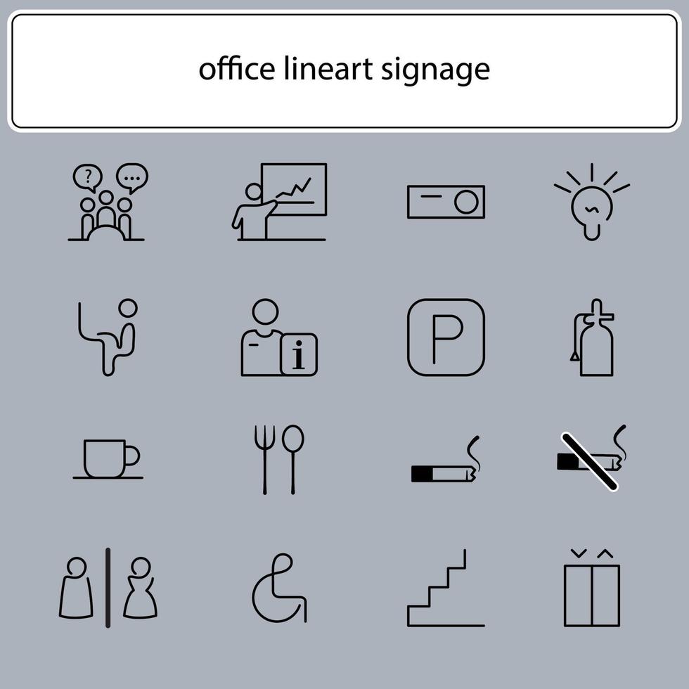 conjunto de elemento de señalización de diseño de icono de ilustración de empresa de oficina para información tecnológica. vector