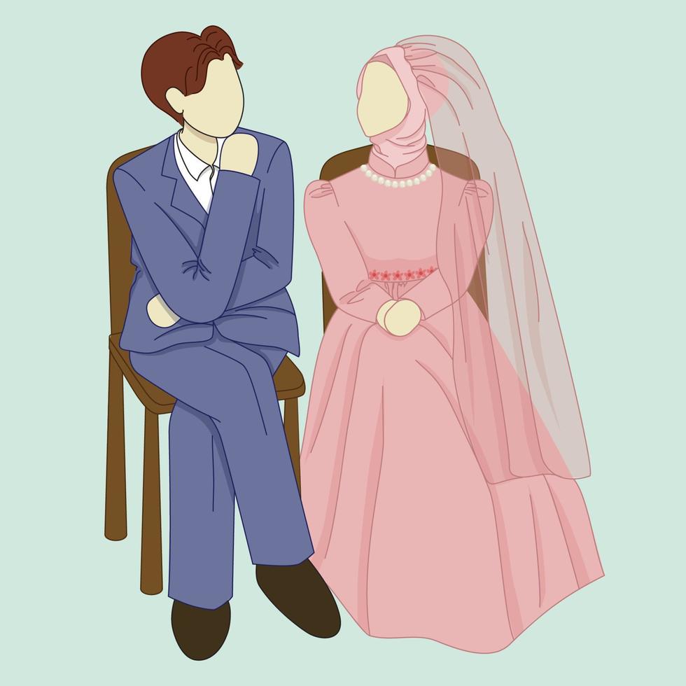 ilustraciones dulces y elegantes de pareja para el diseño de elementos de invitaciones de boda vector