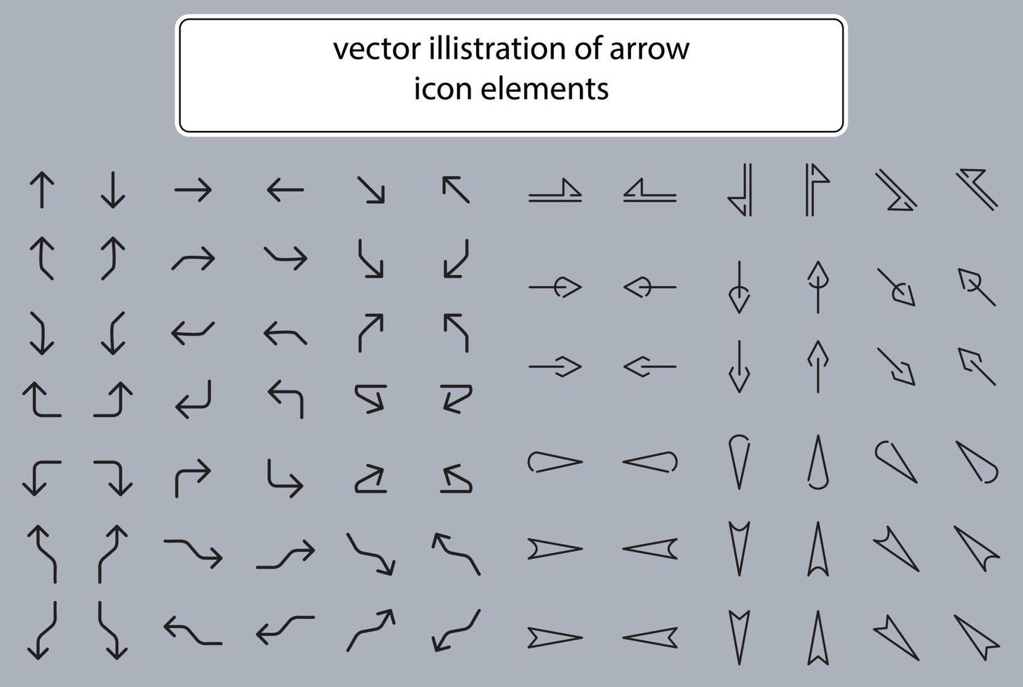 conjunto de elemento de señalización de diseño de icono de ilustración de flecha para información tecnológica. vector