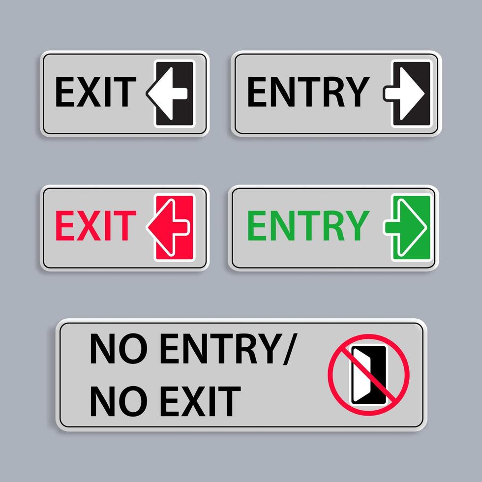 Set of  entrance and exit Illustration Icon design signage element for technology information. vector