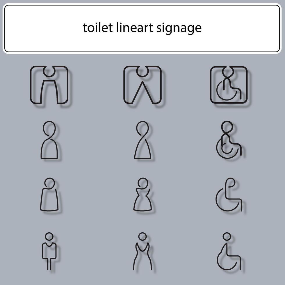 conjunto de elementos de señalización de diseño de icono de ilustración de inodoro para información tecnológica. vector