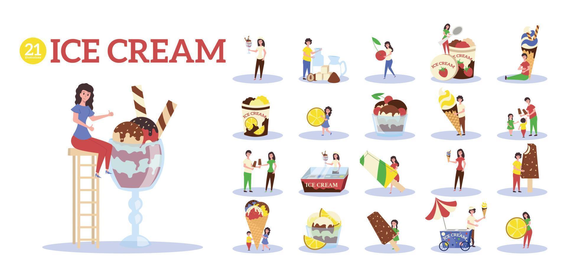 Ice Cream Composition Set vector