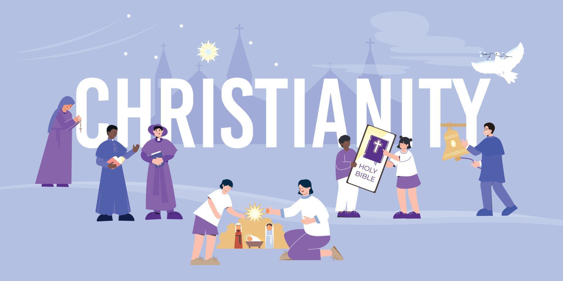 Christianity Text Flat Composition vector