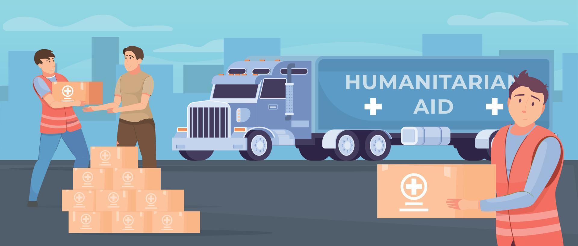 ilustración de ayuda humanitaria vector