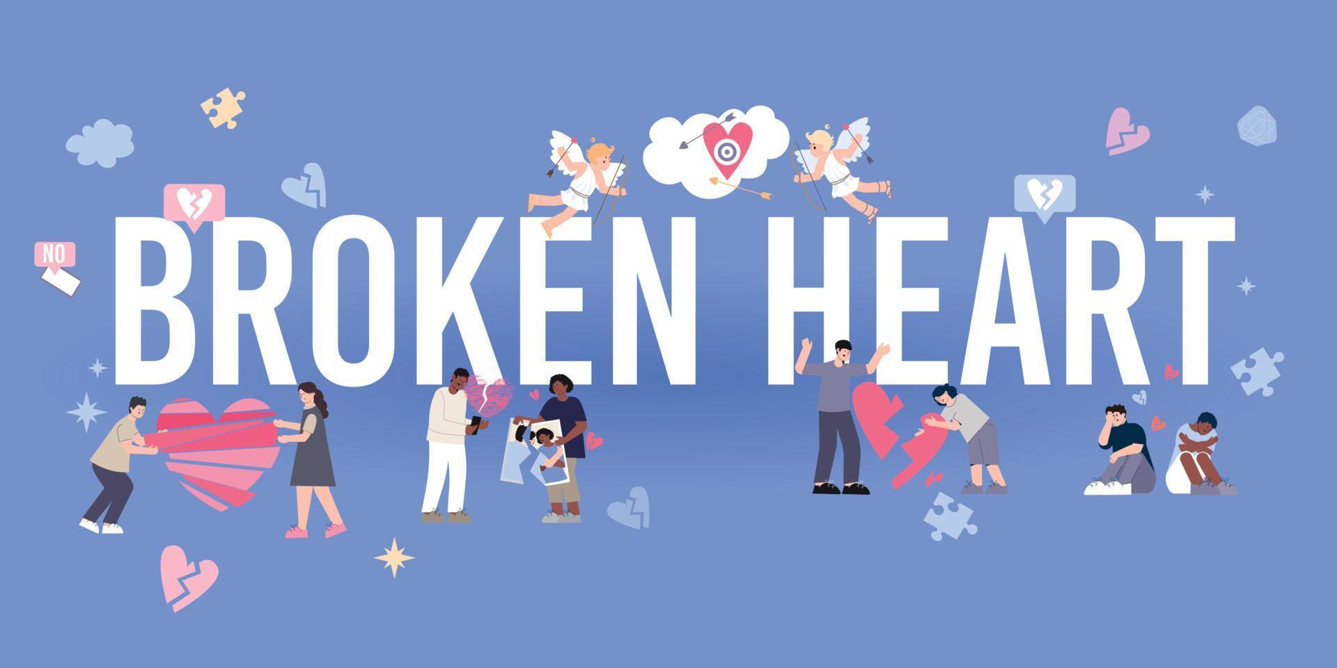 Broken Hearts Text Composition vector