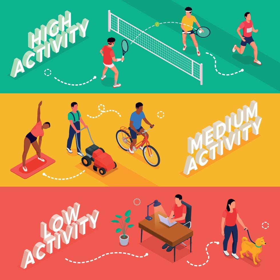 Physical Activity Banner Set vector