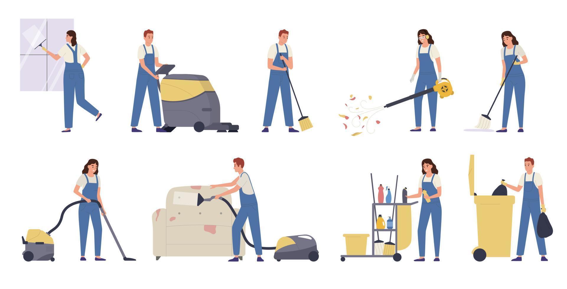 Flat Cleaning Service Set vector