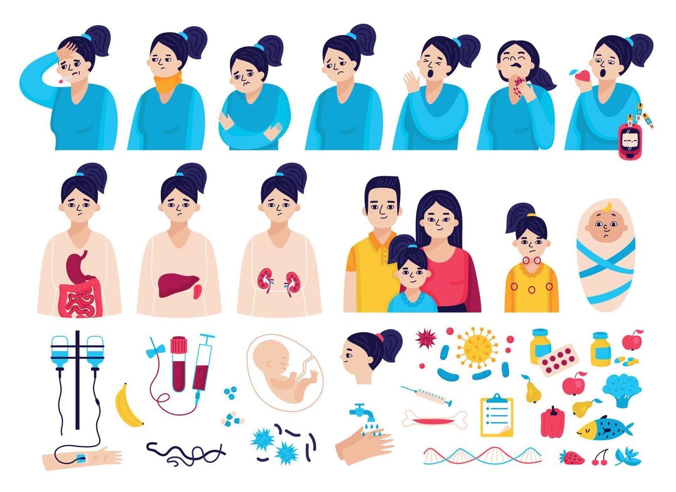 Immune System Color Icon Set vector