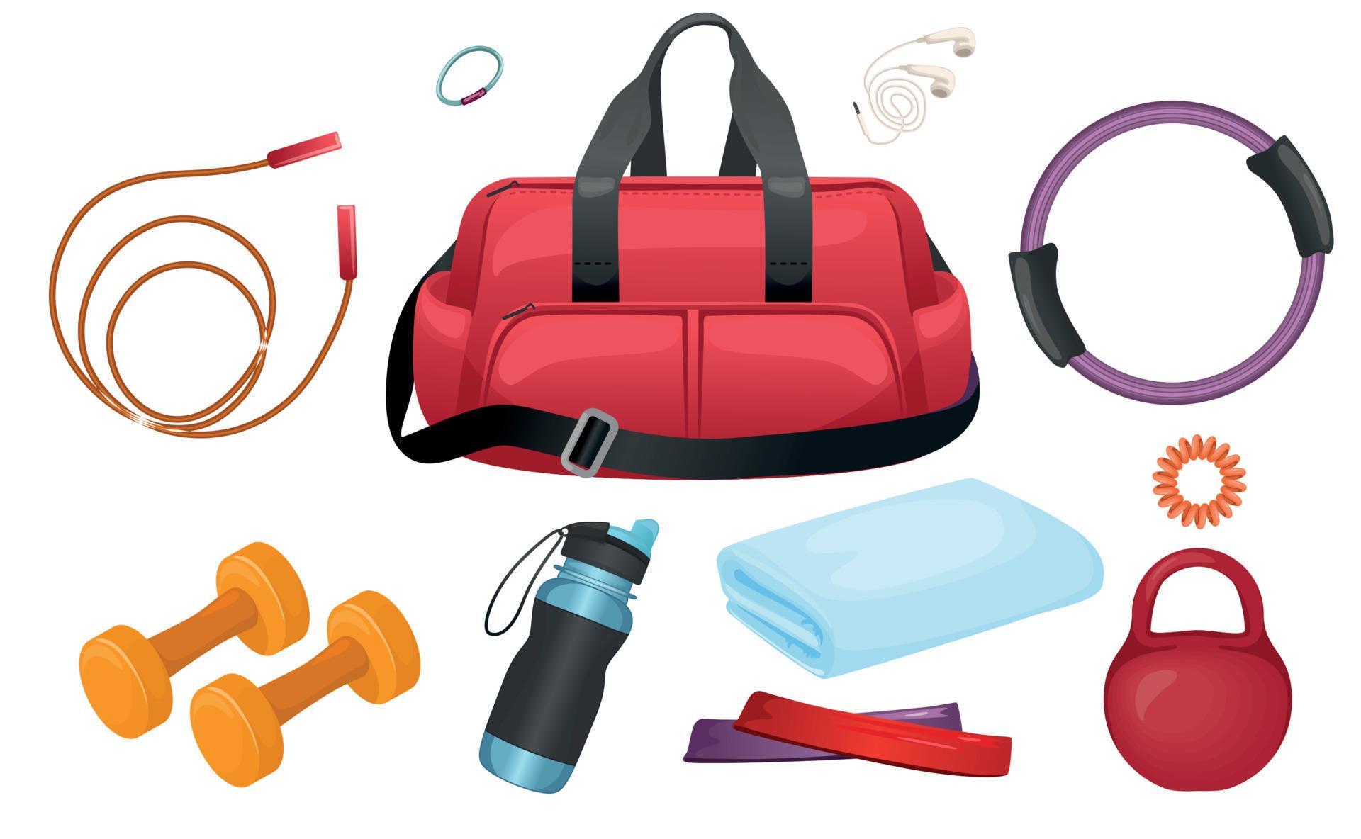 Gym Bag Fitness Icon Set 8131895 Vector Art at Vecteezy