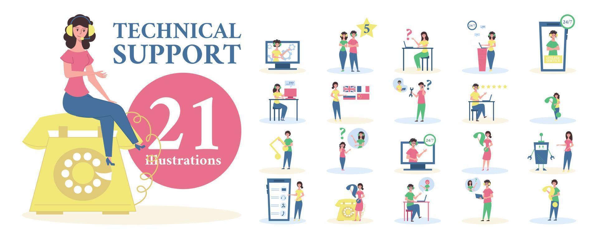 Technical Support Composition Set vector