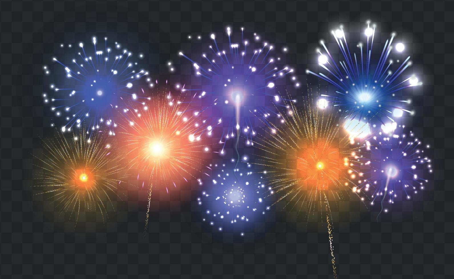 Fireworks Realistic Transparent Composition vector