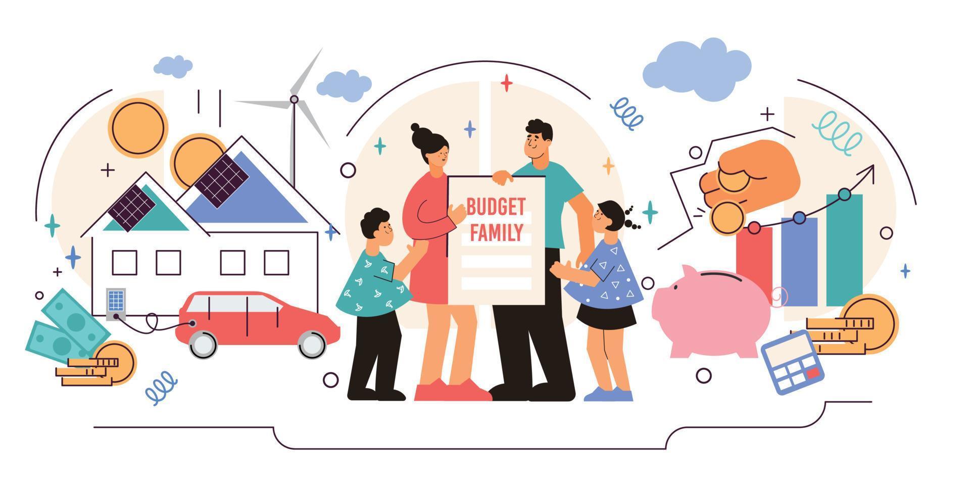 familia con composición presupuestaria vector