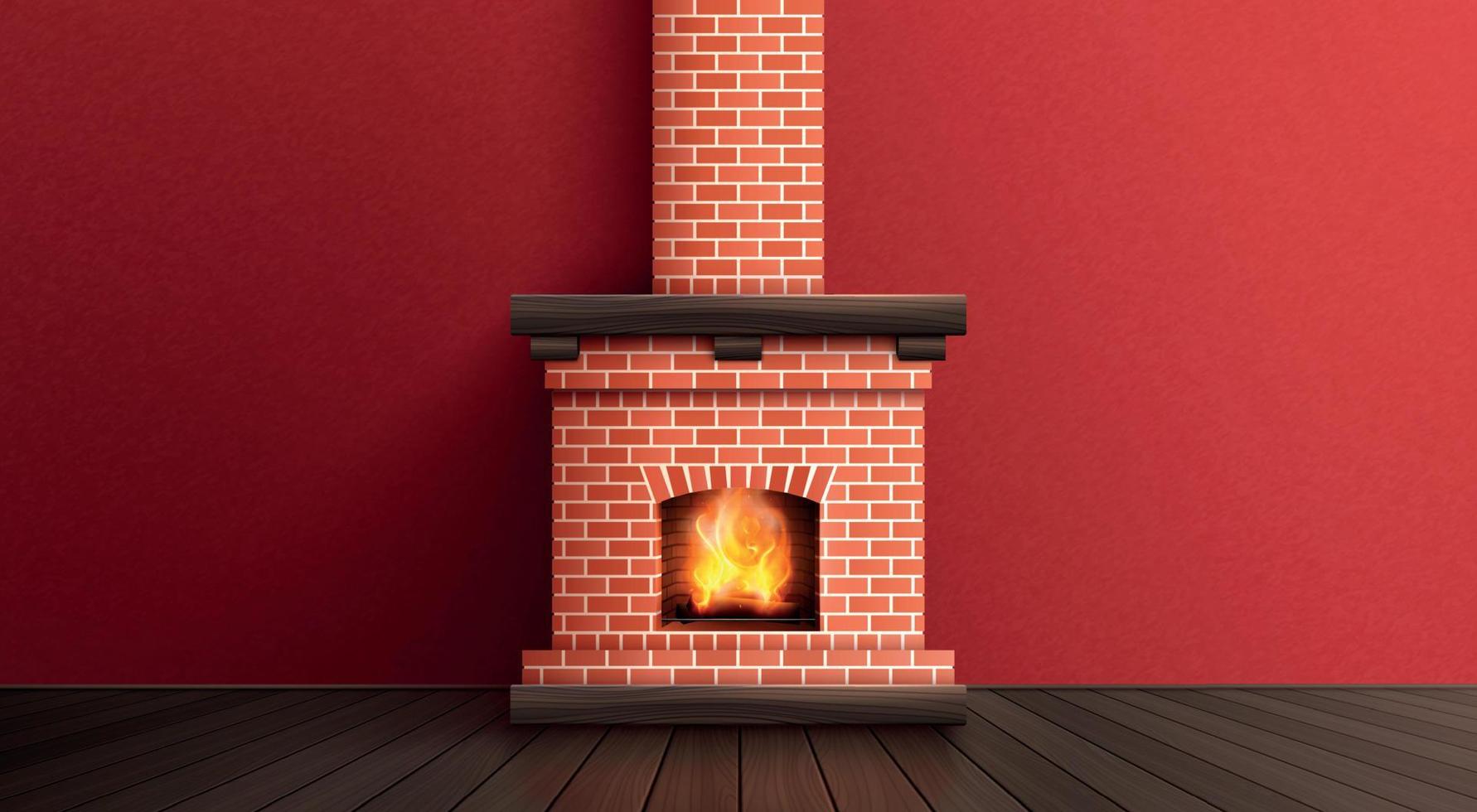 Realistic Fireplace Chimney Composition vector