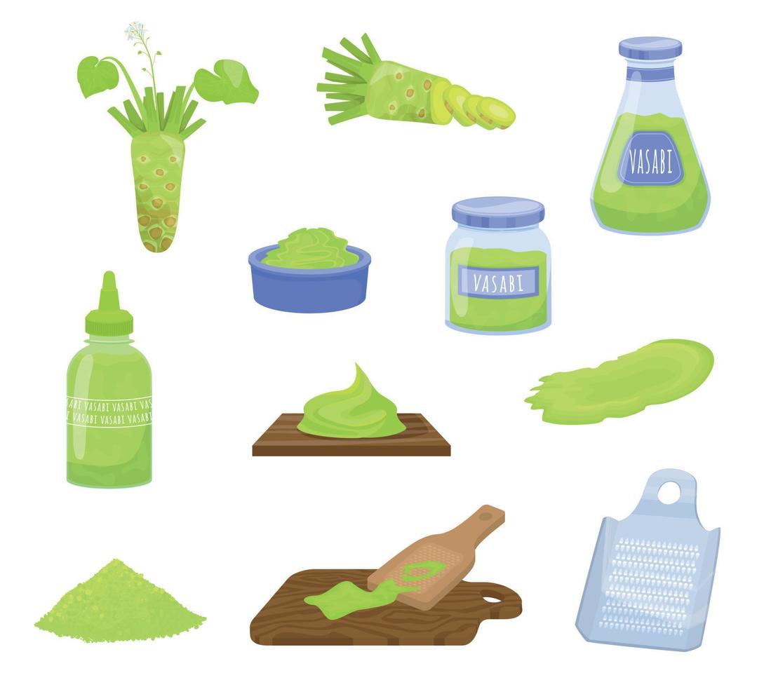 Wasabi Spice Flat Set vector