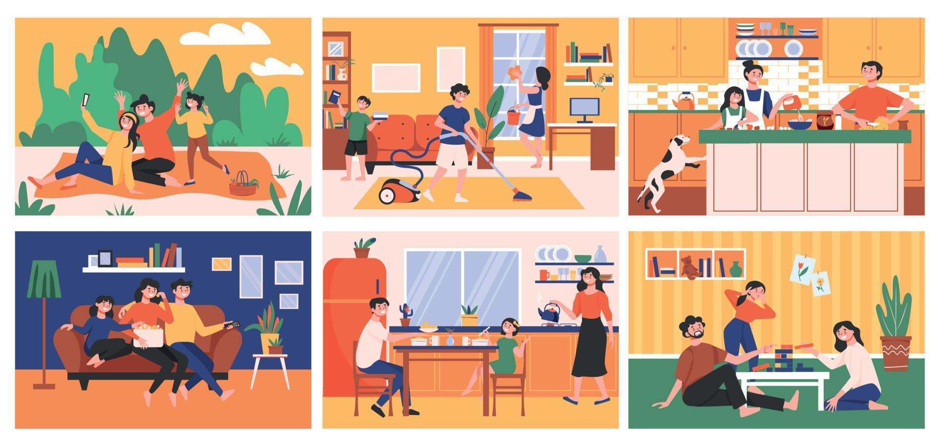 Family Life Compositions Set vector