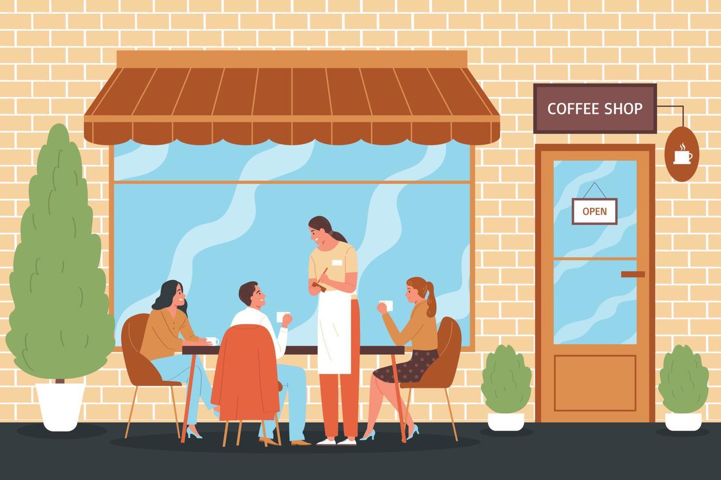 Coffee Shop Outdoor Composition vector