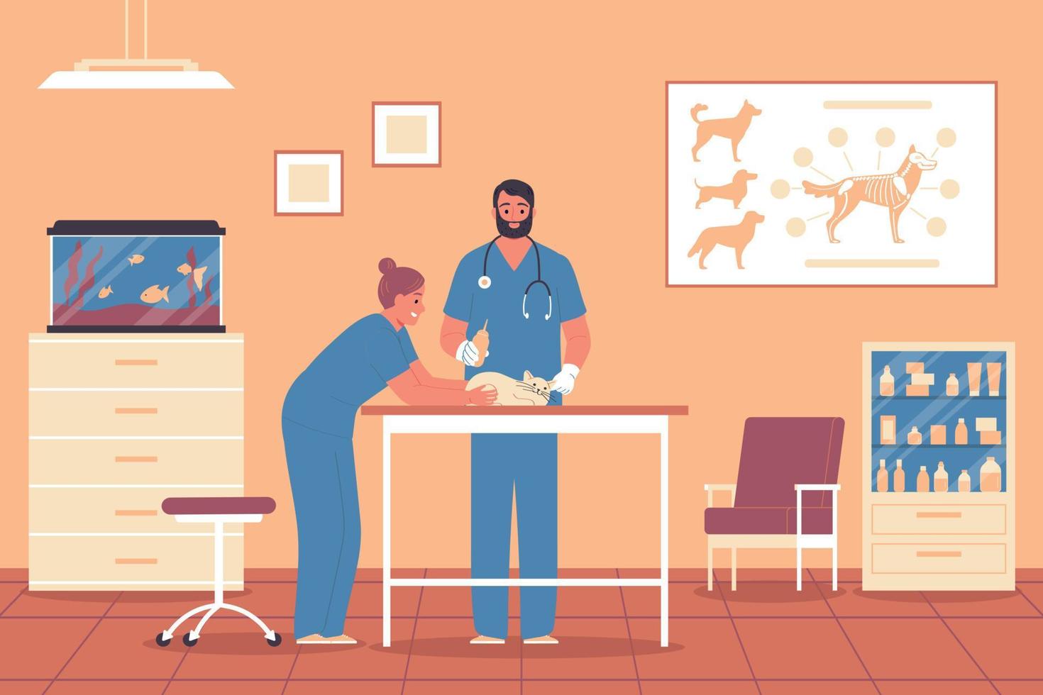 Veterinary Clinic Flat Background vector