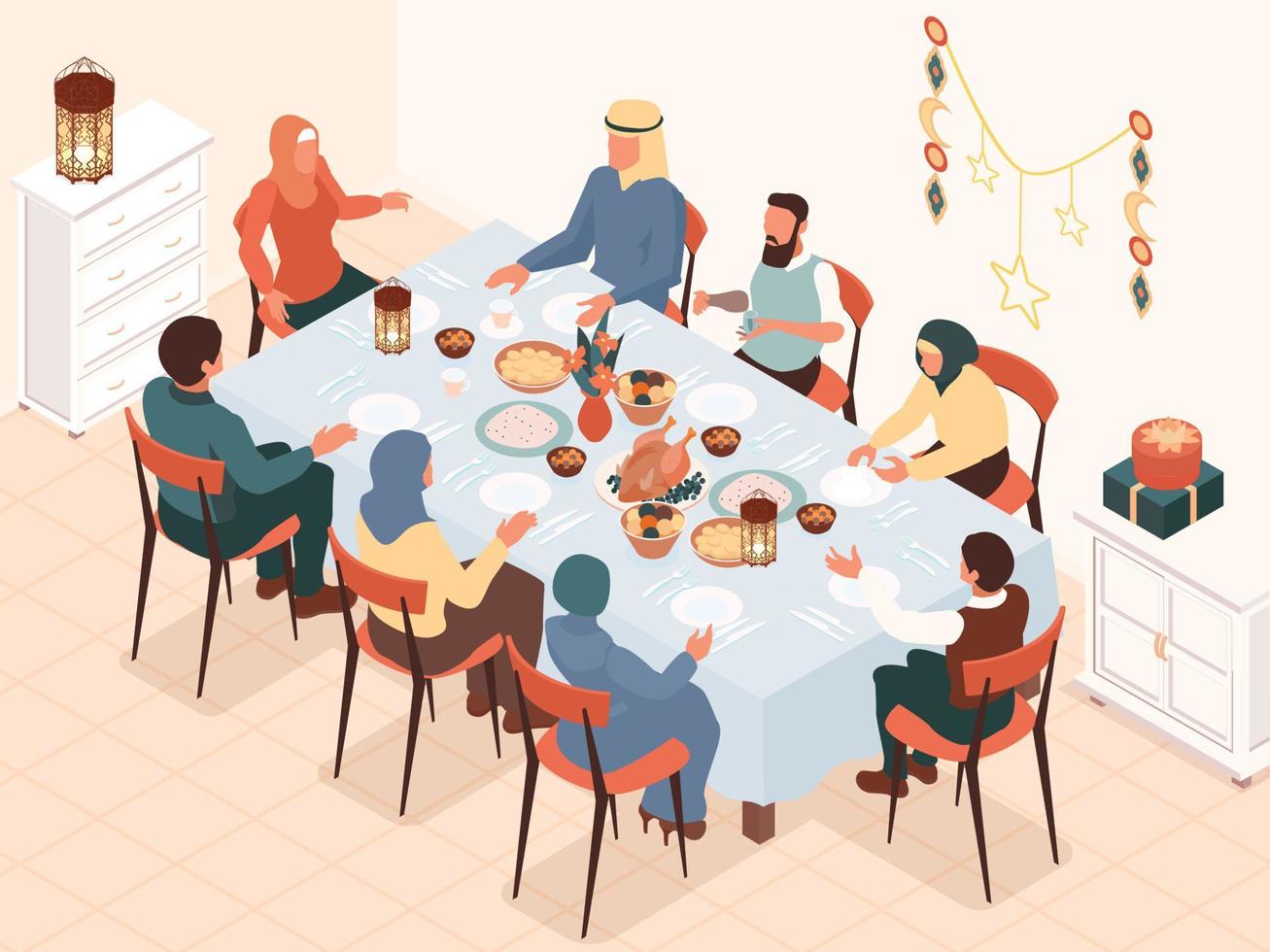 Ramadan Isometric Background vector
