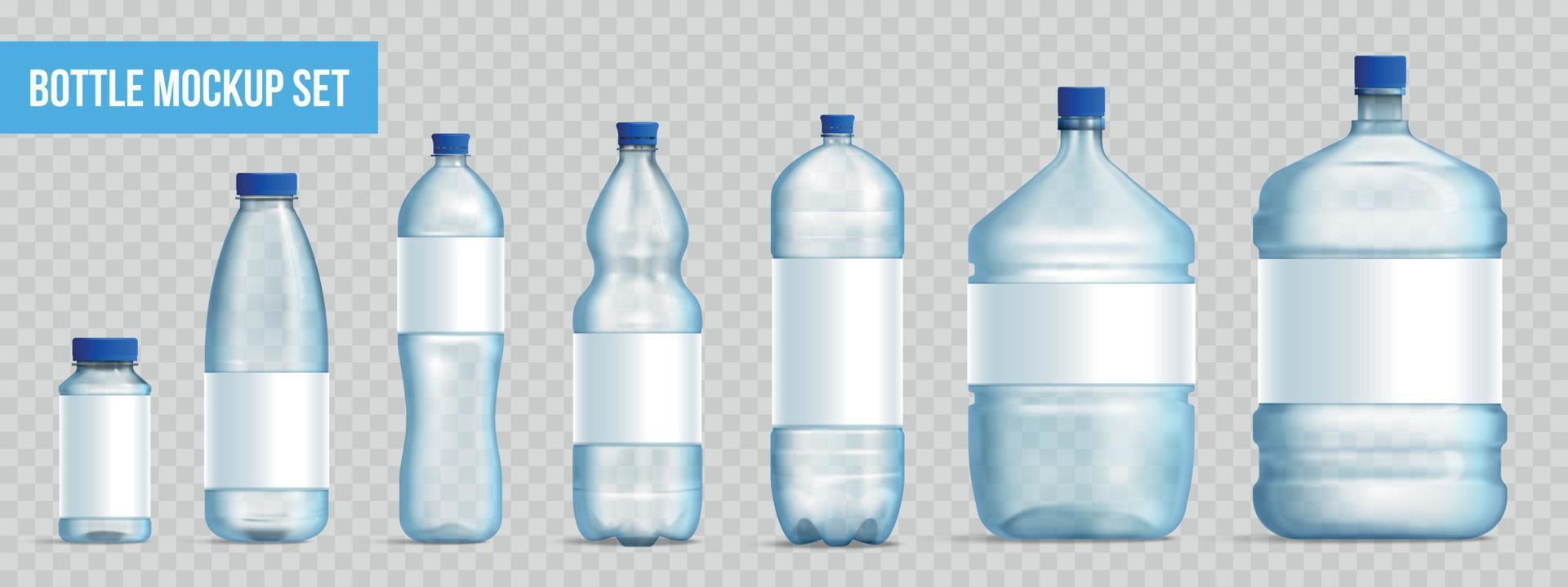 conjunto realista de maqueta de botella de plástico vector