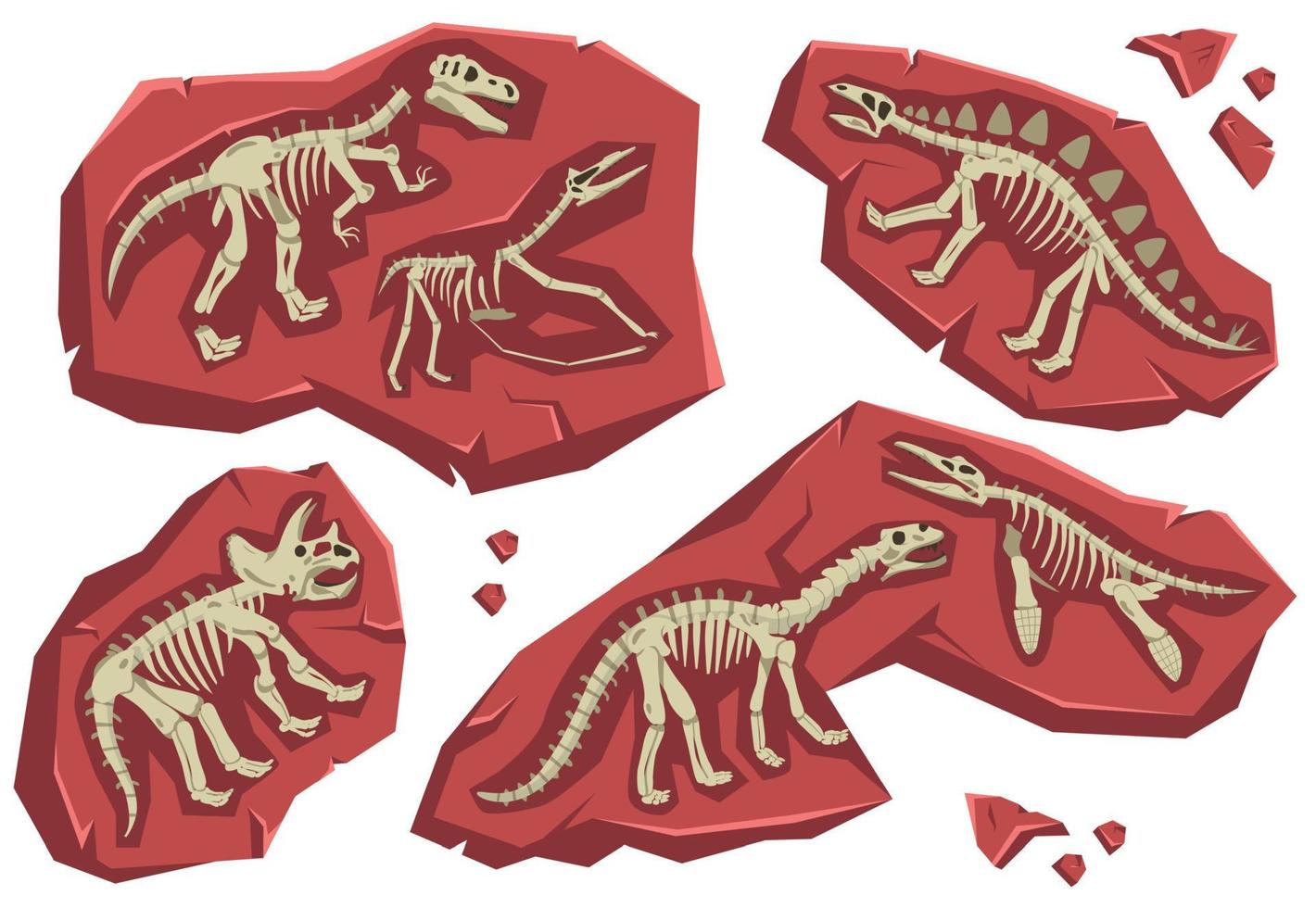 conjunto de esqueleto de dinosaurio vector