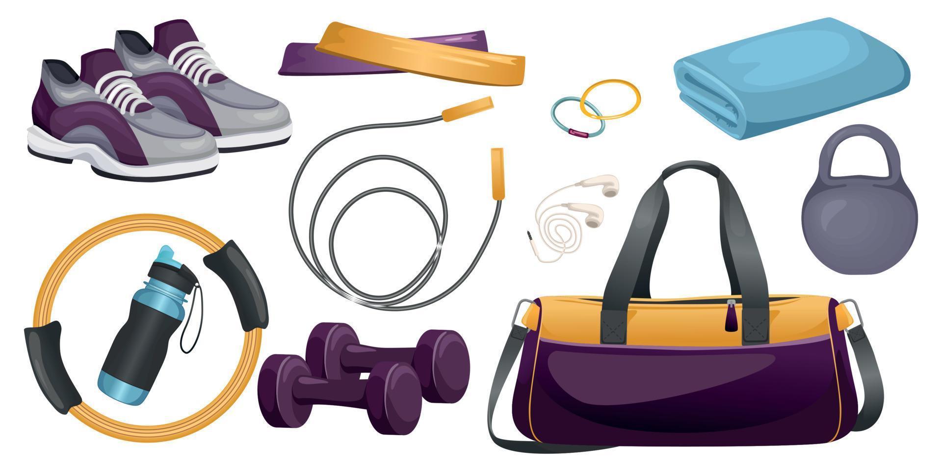 Gym Bag Isolated Icon Set vector