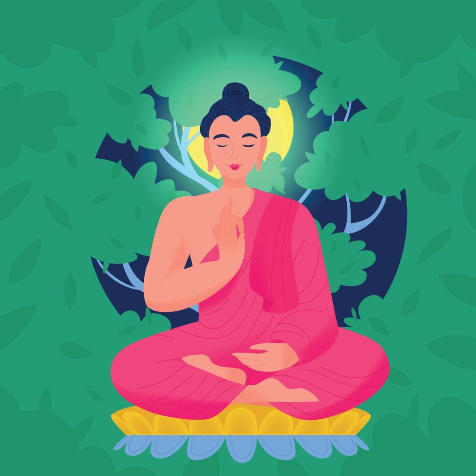 Ancient Indian Hindu God Buddha Composition vector