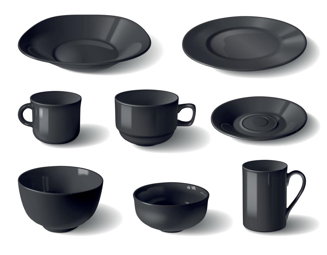 Realistic Dishware Set vector