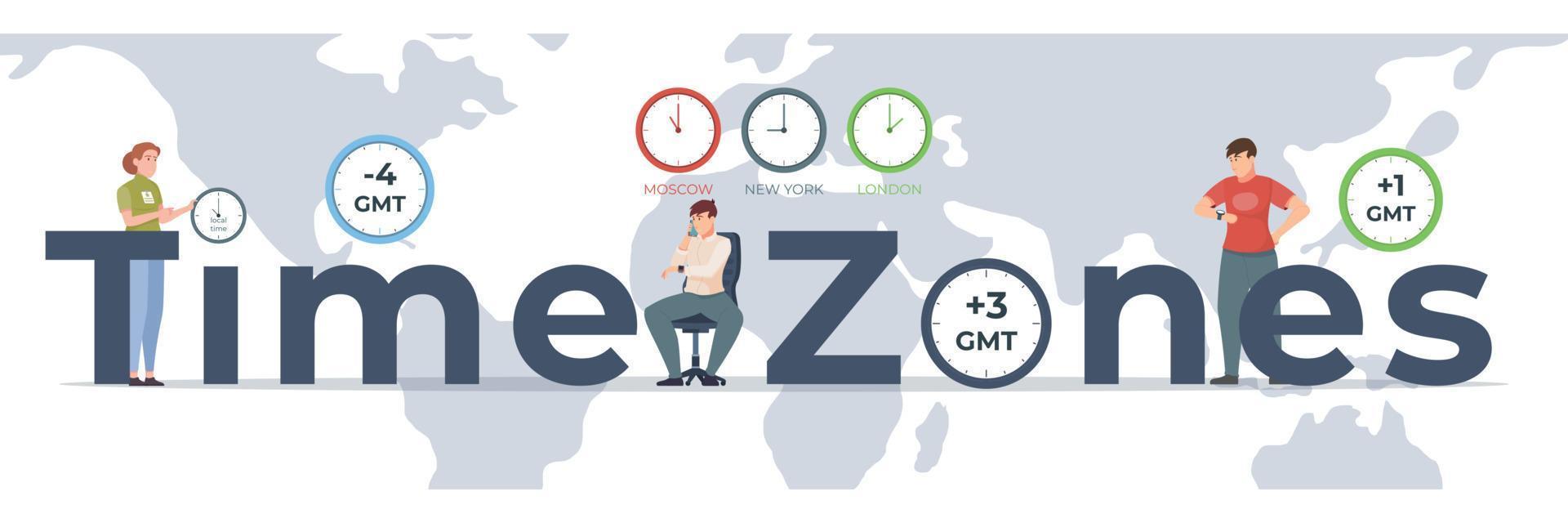 Time Zones Flat Concept vector
