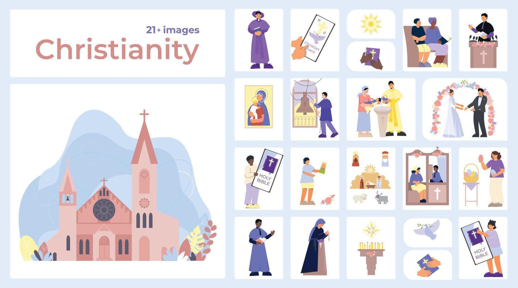 Christianity Compositions Flat Collection vector