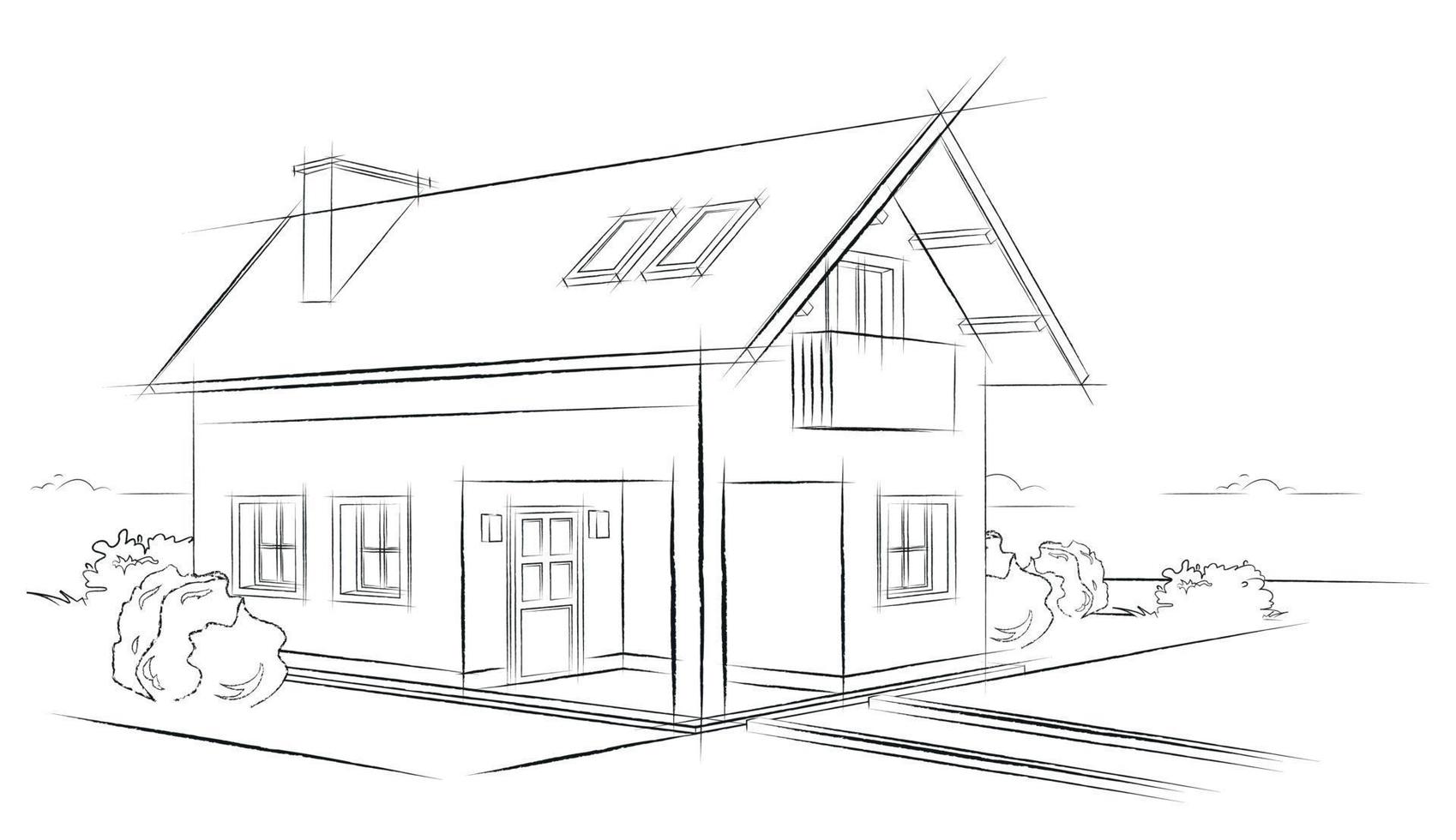 Hand Drawn Cottage House Sketch Design Stock Vector Royalty Free  553726846  Shutterstock