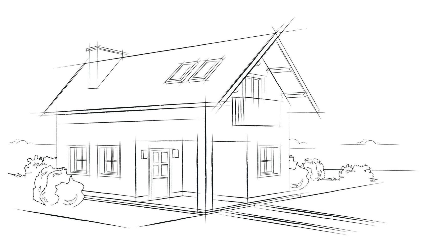 Realistic House Drawing Illustration 8132055 Vector Art at Vecteezy