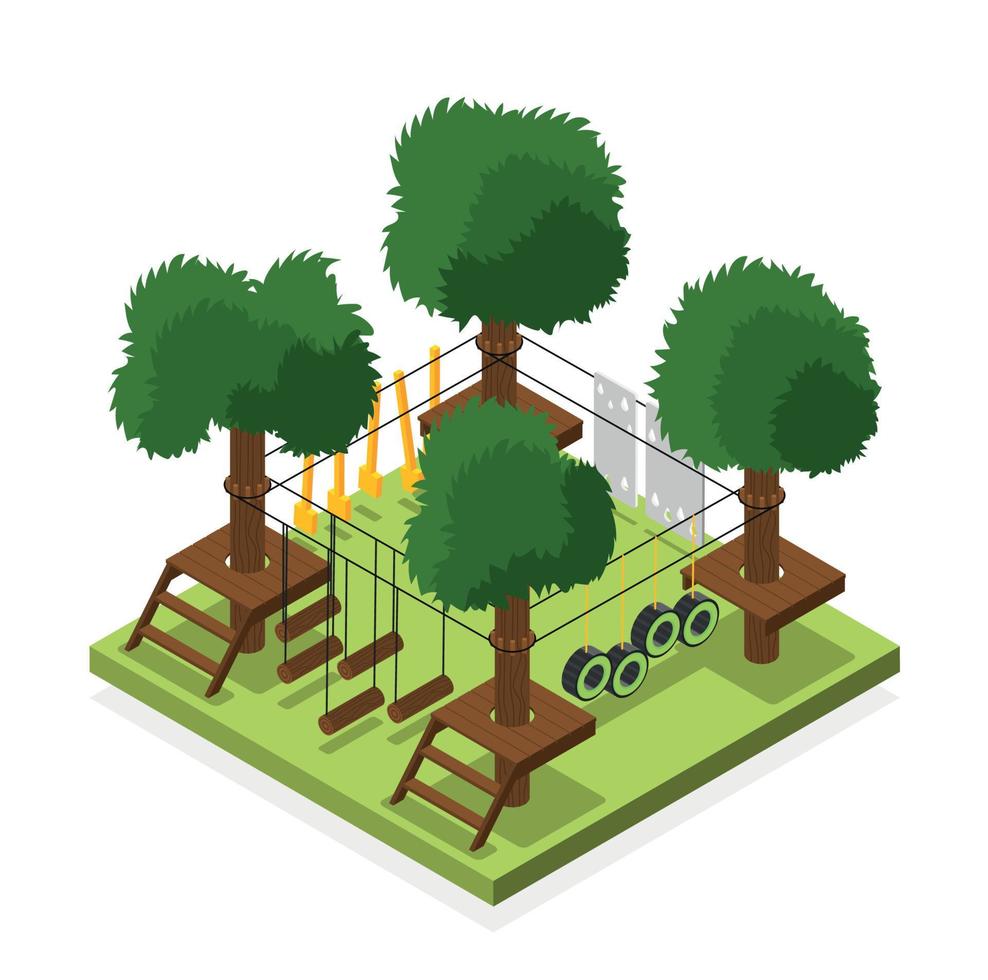 Rope Park Isometric Landscape vector