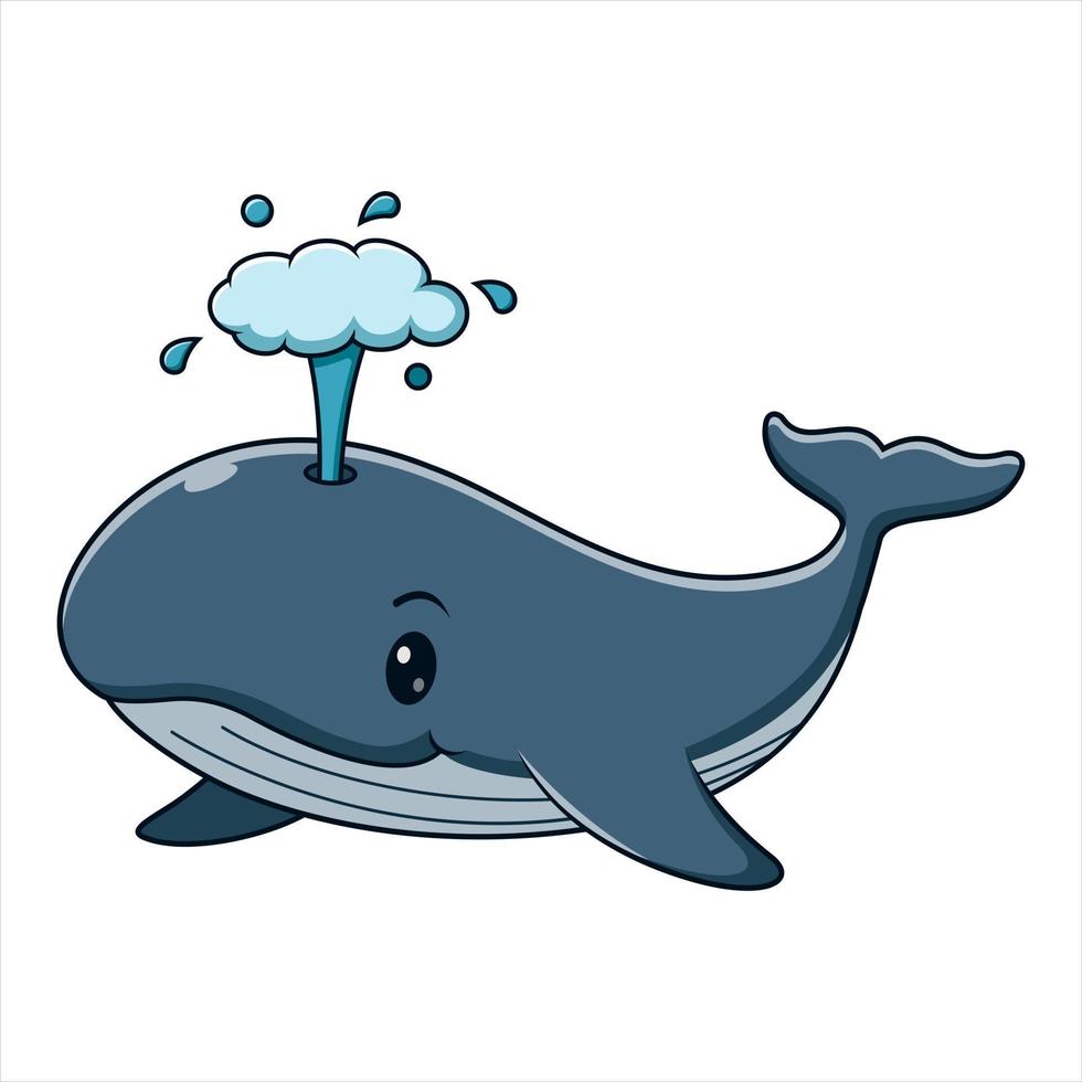 linda ilustración de icono de vector de ballena. personaje de dibujos animados de mascota de ballena. icono animal concepto blanco aislado. estilo de caricatura plana adecuado para la página de inicio web, pancarta, volante, pegatina