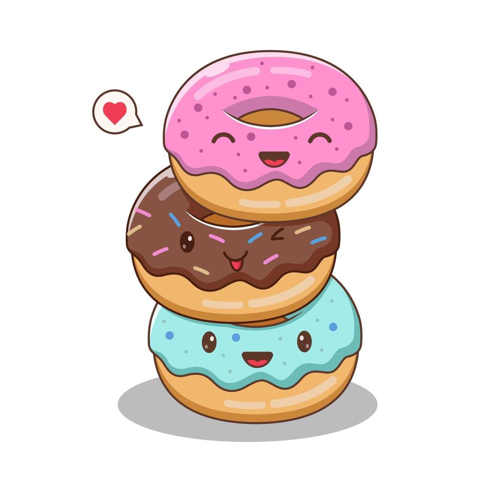 Ilustración de icono de vector de dibujos animados de donuts apilados. concepto de icono de comida y bebida. estilo de dibujos animados plana
