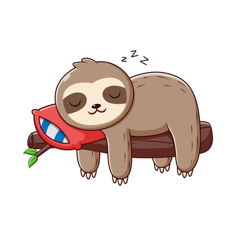 Sloth Cartoon Sleeping on The Tree, Sloth Mascot Cartoon Character. Animal Icon Concept White Isolated. Flat Cartoon Style Suitable for Web Landing Page, Banner, Flyer, Sticker, Card vector