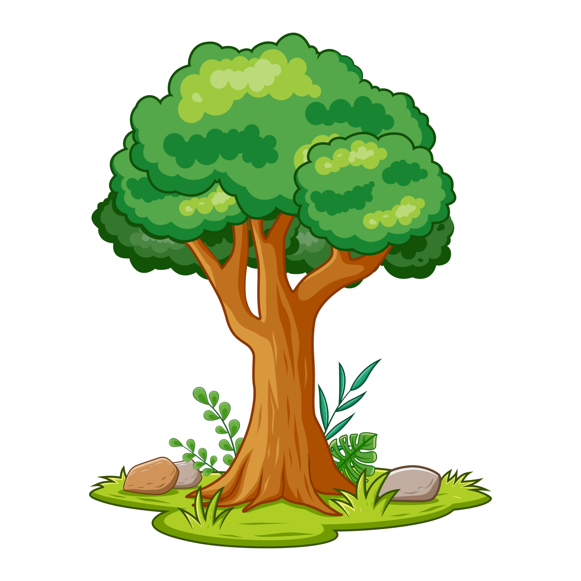 dibujos animados de árbol verde aislado sobre fondo blanco, ilustración  vectorial de dibujos animados de árbol verde 8132083 Vector en Vecteezy